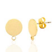 DQ European metal findings earpin round 10mm with loop Gold (nickel free)