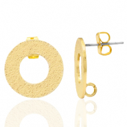 DQ European metal findings earpin round with loop Gold (nickel free)