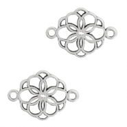 DQ European metal charms connector flower Antique Silver (nickel free)