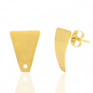 Stainless steel earrings/earpin trapezoid with eye Gold