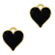 DQ European metal charms heart Gold-Black (nickel free)