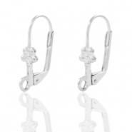 DQ European metal findings closable earrings flower Antique Silver (nickel free)