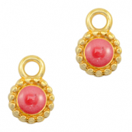 DQ European metal charms Pearl Coral Pink-Gold (nickel free)