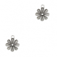 DQ European metal charms flower Antique Silver (nickel free)