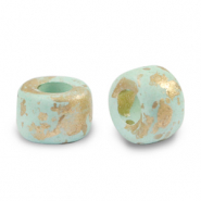DQ greek ceramic beads gold spot 9mm Light Turquoise