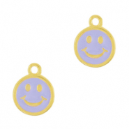 DQ European metal charms smiley Gold-Purple (nickel free)