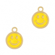 DQ European metal charms smiley Gold-Sunrise Yellow (nickel free)