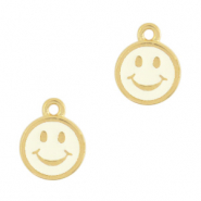 DQ European metal charms smiley Gold-Ivory White (nickel free)