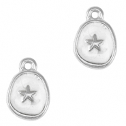 DQ European metal charms starfish Antique Silver-Pearl White (nickel free)
