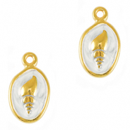 DQ European metal charms shell Gold-Pearl White (nickel free)