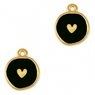 DQ European metal charms heart Gold-Black (nickel free)