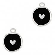 DQ European metal charms heart Antique Silver-Black (nickel free)
