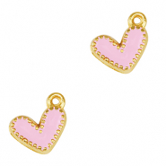 DQ European metal charms heart Gold-Lilac Rose (nickel free)