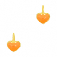 DQ European metal charms heart Gold-Neon Orange (nickel free)