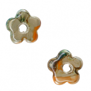 DQ greek ceramic beads flower Light Green-Orange