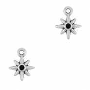 DQ European metal charms star Antique Silver-Black (nickel free)