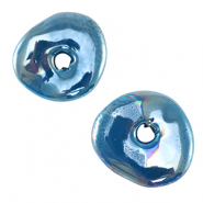 DQ greek ceramic beads donut Cerulean Blue