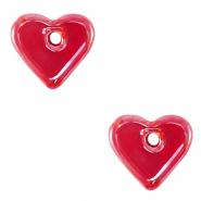 DQ greek ceramic beads Heart Bonfire Red
