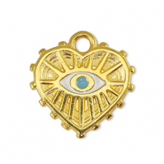 DQ European metal charms evil eye heart White-Light Blue-Gold (nickel free)