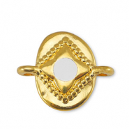 DQ European metal charms connector oval Off White-Gold (nickel free)