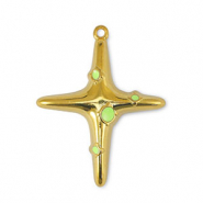 DQ European metal charms cross Lime Yellow-Gold (nickel free)