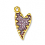 DQ European metal charms heart Glitter Lilac-Gold (nickel free)