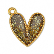 DQ European metal charms heart Glitter Topaz-Gold (nickel free)