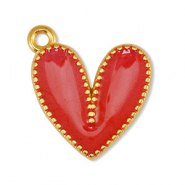 DQ European metal charms heart Pearl Red-Gold (nickel free)