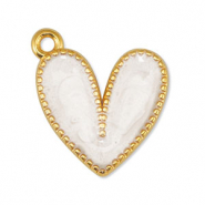 DQ European metal charms heart Pearl White-Gold (nickel free)