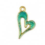 DQ European metal charms heart Glitter Turquoise-Gold (nickel free)
