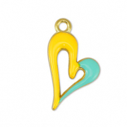 DQ European metal charms heart Yellow-Veraman Blue-Gold (nickel free)