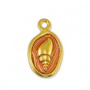 DQ European metal charms shell Transparant Orange-Gold (nickel free)