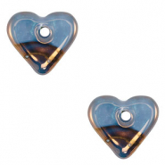 DQ greek ceramic beads Heart Blue-Bronze