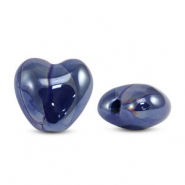 DQ greek ceramic beads Heart Dark Blue