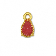 DQ European metal charms drop Gold-Glitter Red Rose (nickel free)