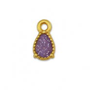 DQ European metal charms drop Gold-Glitter Purple (nickel free)