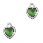 Crystal glass charms heart Green-Silver