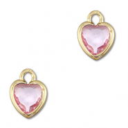 Crystal glass charms heart Light Pink-Gold