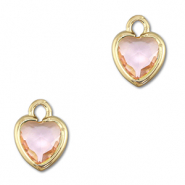 Crystal glass charms heart Peach-Gold