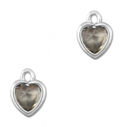Crystal glass charms heart Light Grey-Silver