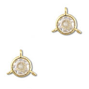 Crystal glass connectors round Transparent-Gold