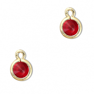 Crystal glass charms round Red-Gold