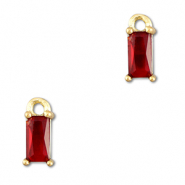 Crystal glass charms rectangle Red-Gold