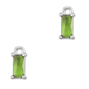 Crystal glass charms rectangle Green-Silver