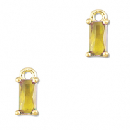 Crystal glass charms rectangle Yellow-Gold