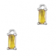 Crystal glass charms rectangle Yellow-Silver