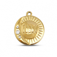 BY31&reg; Stainless steel charms round with 11:11 Gold