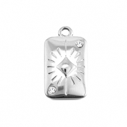 BY31&reg; Stainless steel charms card diamond Silver