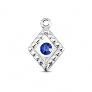 BY31&reg; Stainless steel charms rhombus Silver-Sapphire Blue