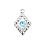 BY31&reg; Stainless steel charms rhombus Silver-Aqua